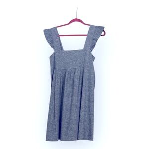 Blue Sleeveless Dress with Ruffle Straps